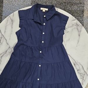 Monteau Midnight Blue Tiered Midi Dress